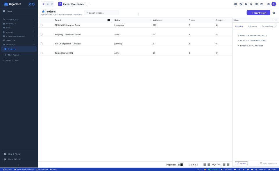 GigaFleet dispatcher dashboard