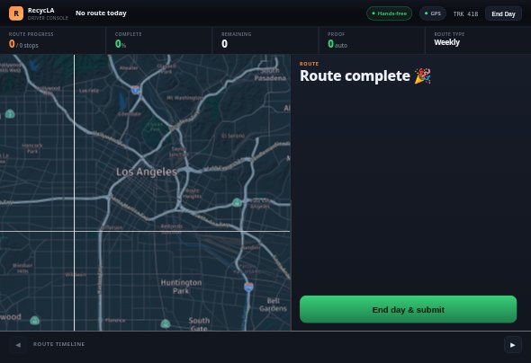 Driver Console showing live route completion